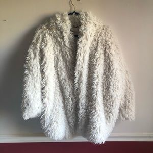 Express White Sherpa Fur Jacket